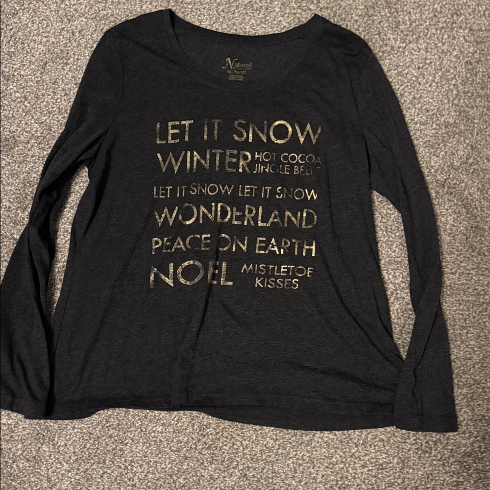 Natural Reflections Black Shirt with Gold Text